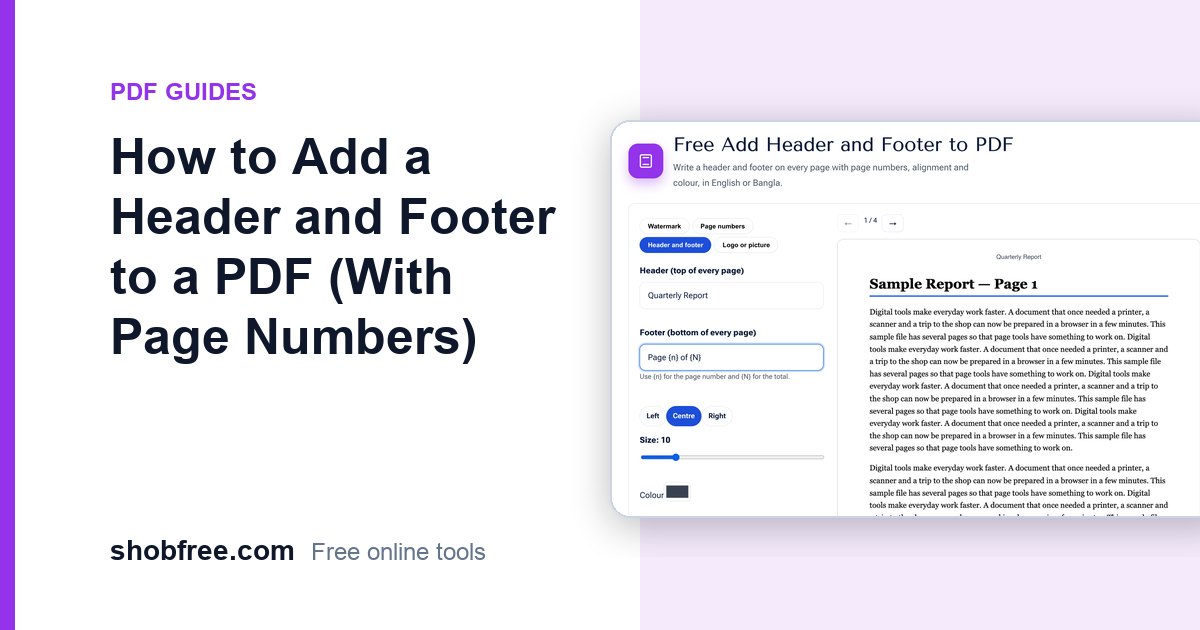 How to Add a Header and Footer to a PDF (With Page Numbers)
