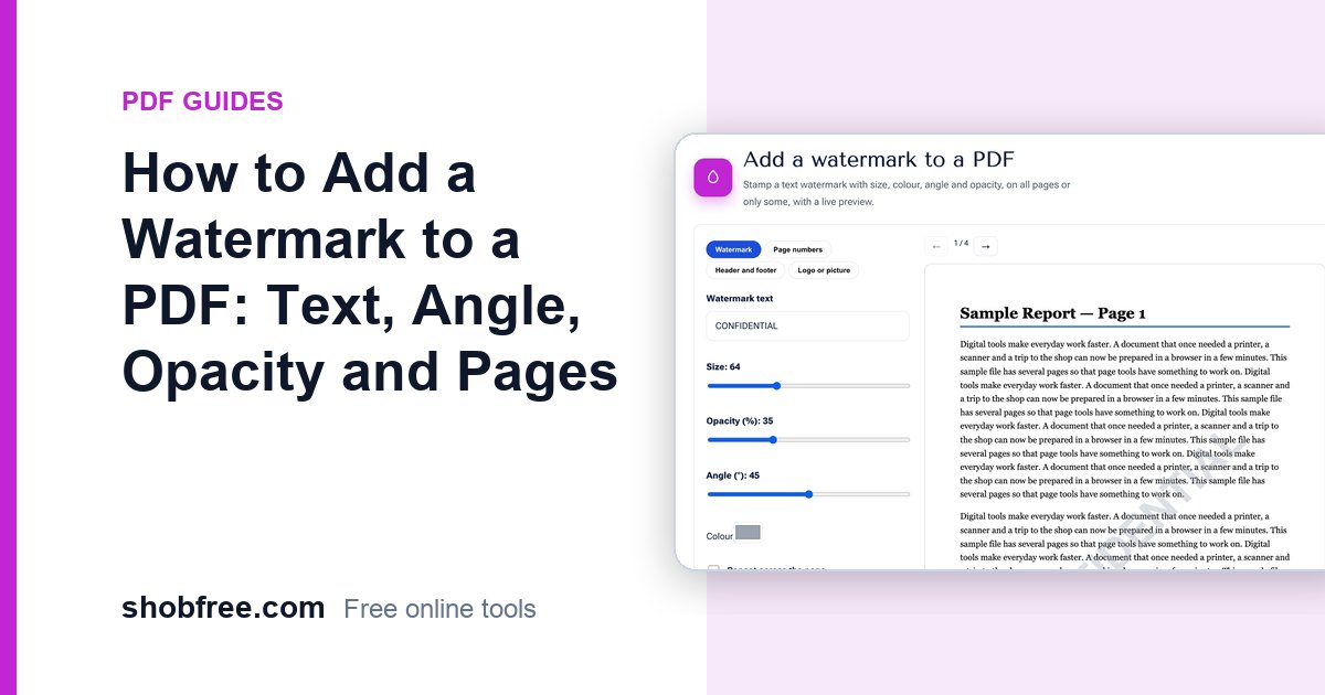 How to Add a Watermark to a PDF (Text, Angle, Opacity)
