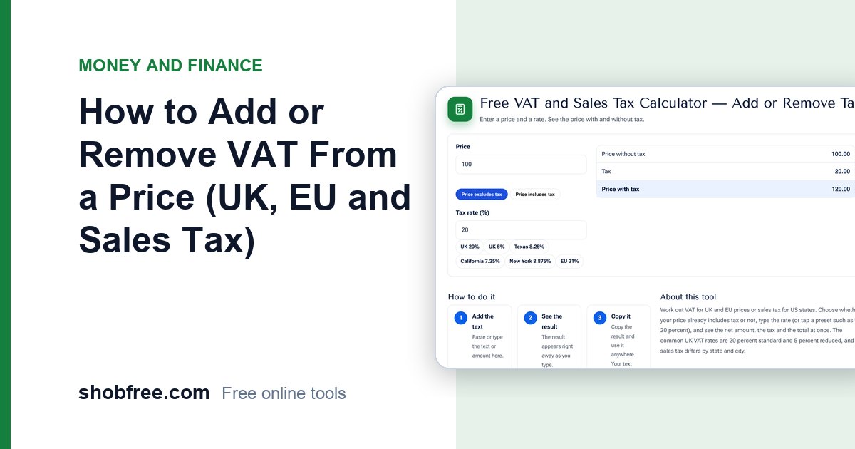 How to Add or Remove VAT From a Price (UK, EU and Sales Tax)