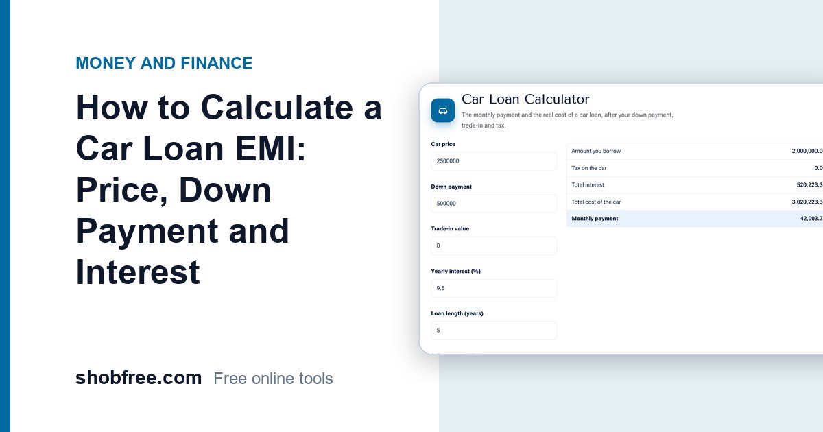 How to Calculate a Car Loan EMI: Price, Down Payment and Interest