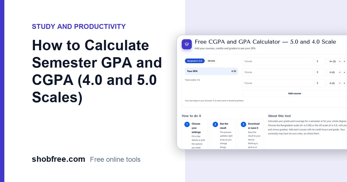 How to Calculate Semester GPA and CGPA (4.0 and 5.0 Scales)