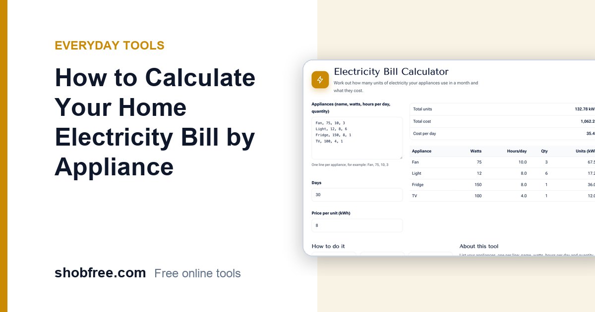 How to Calculate Your Home Electricity Bill by Appliance