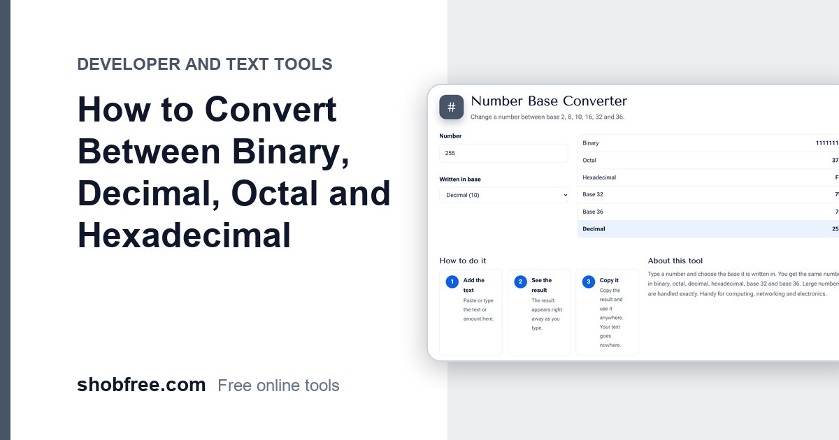 How to Convert Between Binary, Decimal, Octal and Hexadecimal