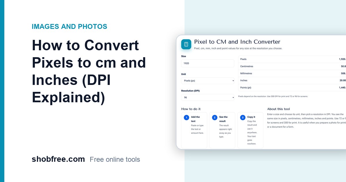 How to Convert Pixels to cm and Inches (DPI Explained)
