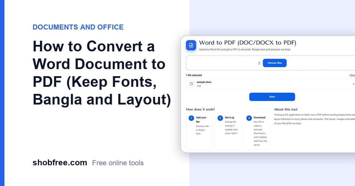 How to Convert Word to PDF (Keep Fonts and Bangla)