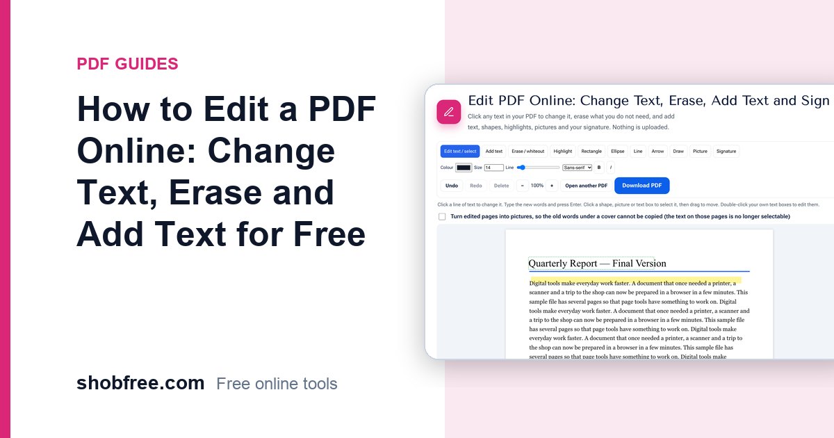 How to Edit a PDF Online: Change Text, Erase and Add Text for Free