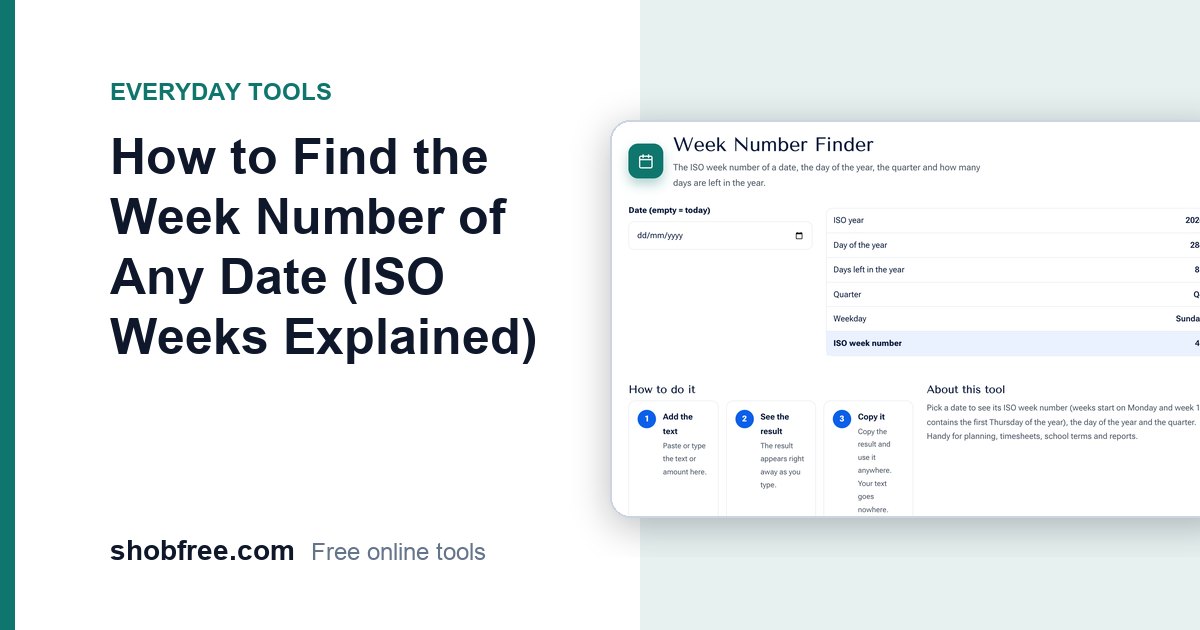 How to Find the Week Number of Any Date (ISO Weeks Explained)