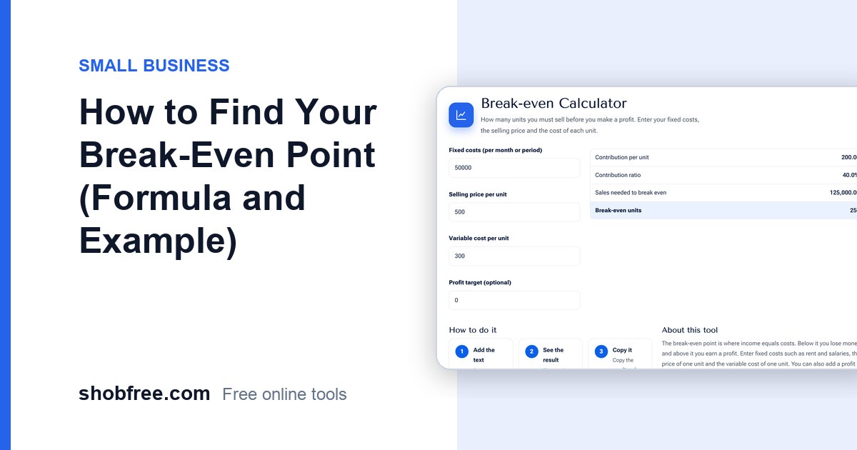 How to Find Your Break-Even Point (Formula and Example)