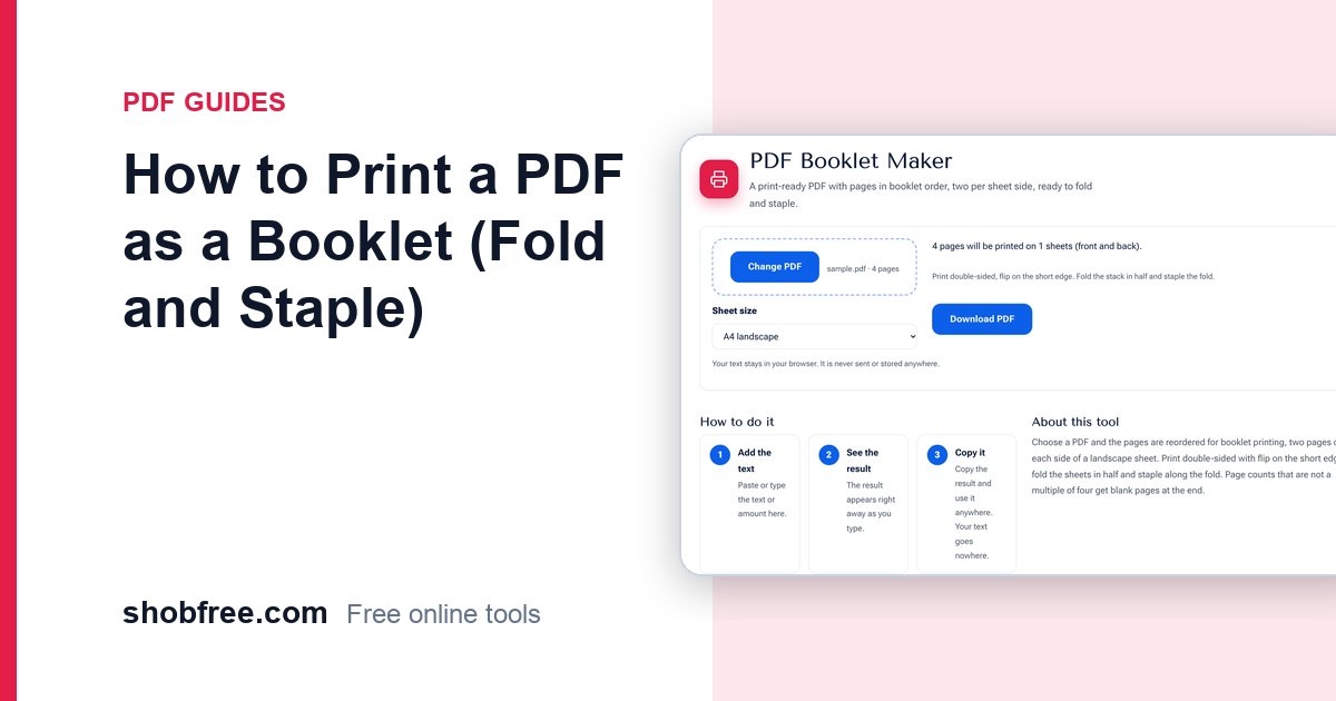 How to Print a PDF as a Booklet (Fold and Staple)