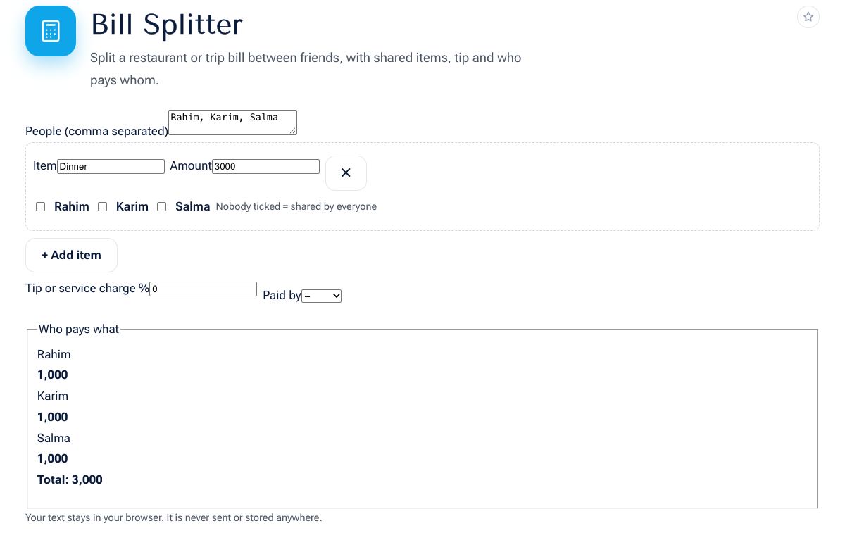 Bill Splitter on shobfree.com