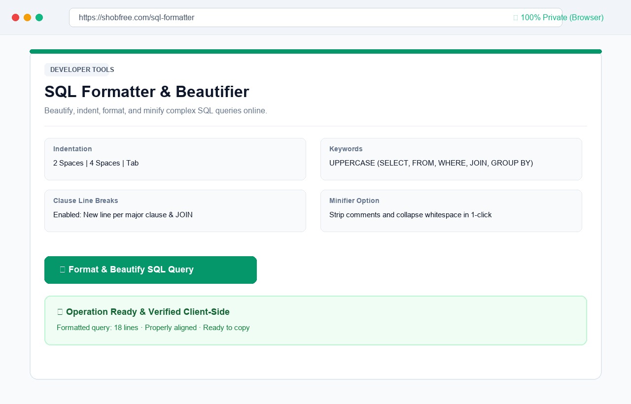 SQL Formatter on shobfree.com
